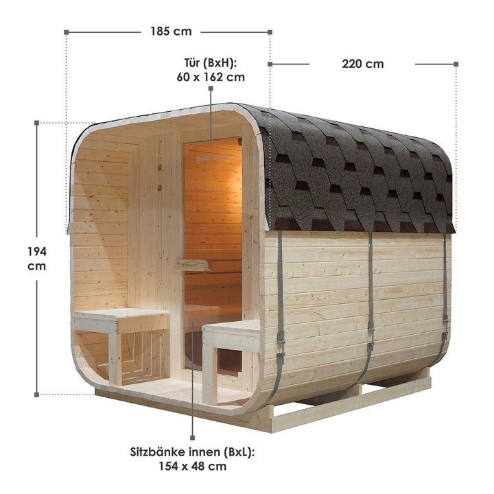 Barrelsauna vierkant Nolvik XXL