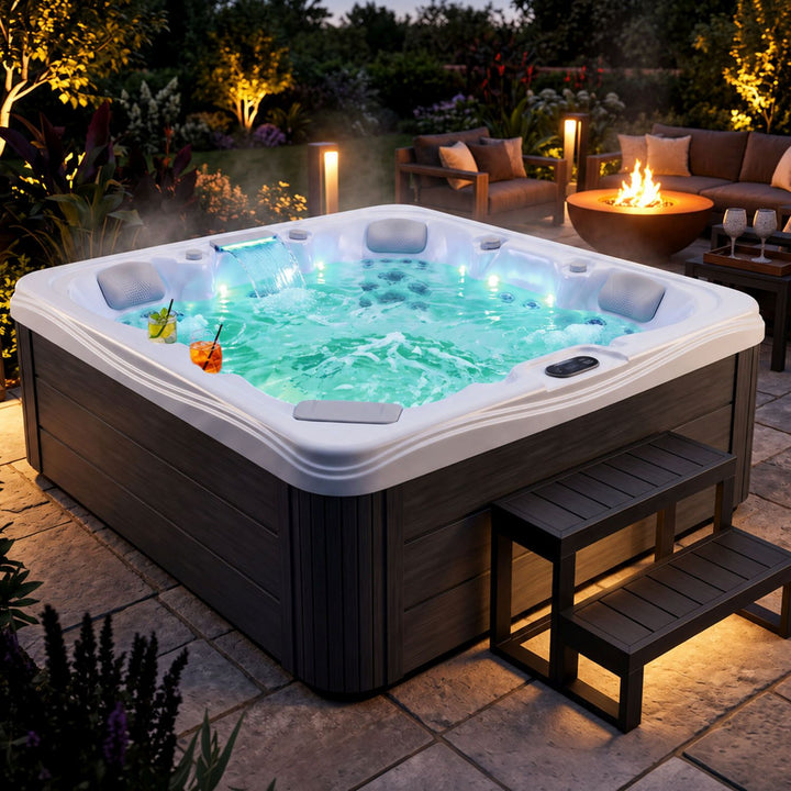 Buitenwhirlpool Oasis Max 5 personen met trap | 34 jets | LED en waterval